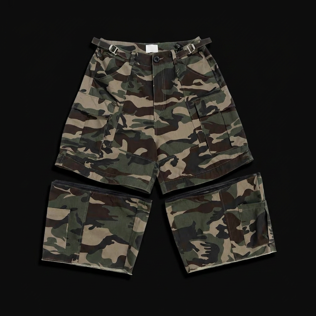 Convertible Cargo Shorts 001 — Woodland Camo — Detail